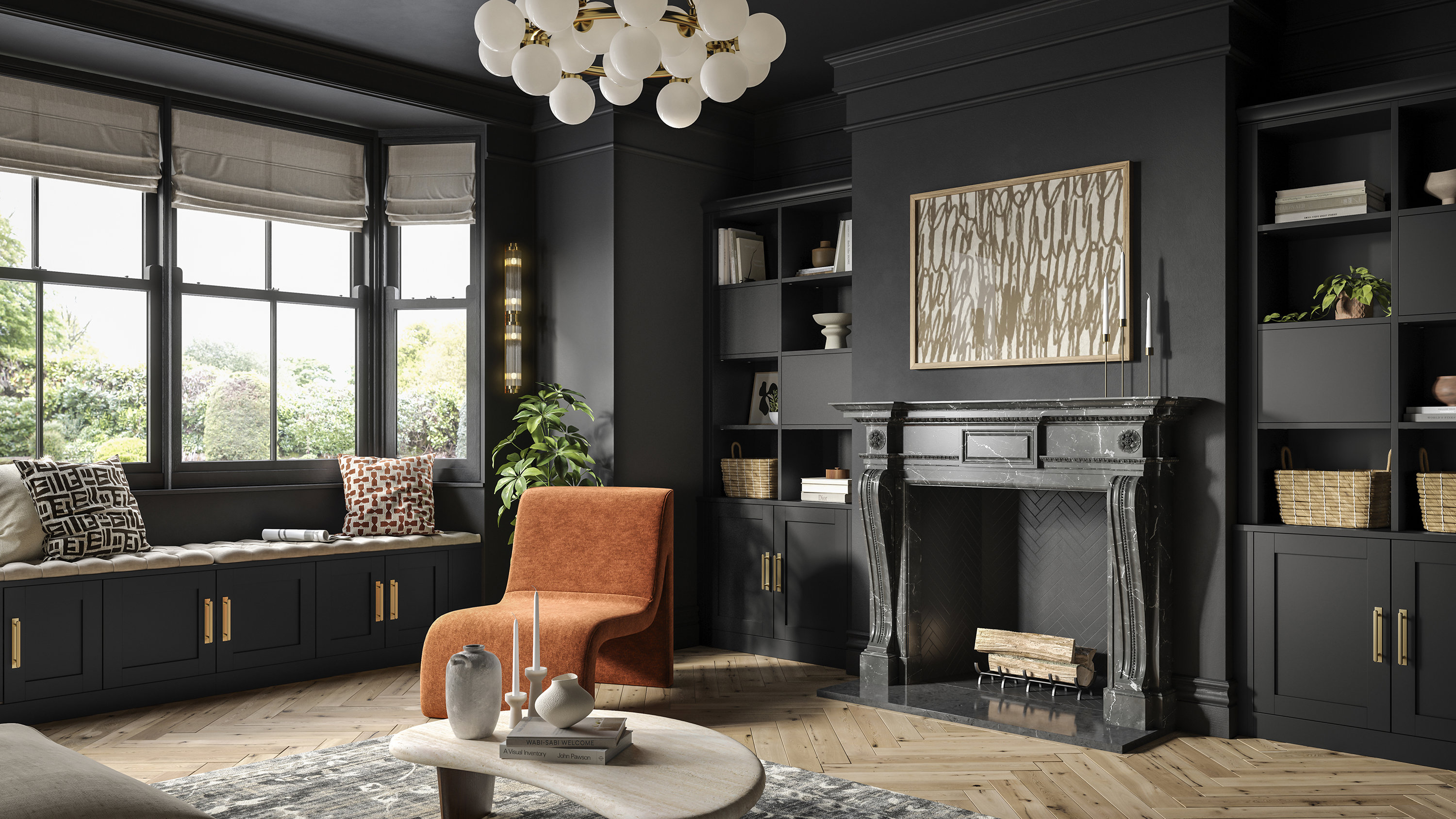 Marden fitted living room furniture in charcoal finish