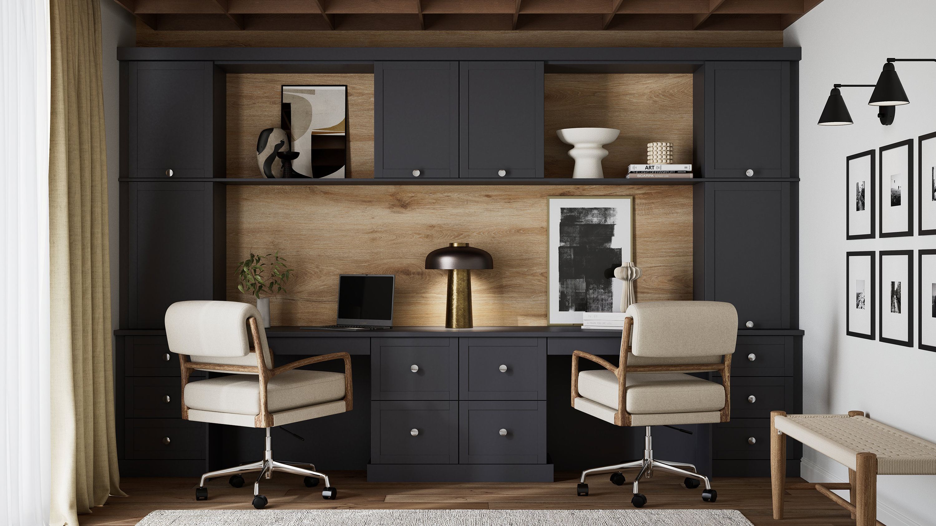Wayland graphite fitted home office with sleek modern cabinetry