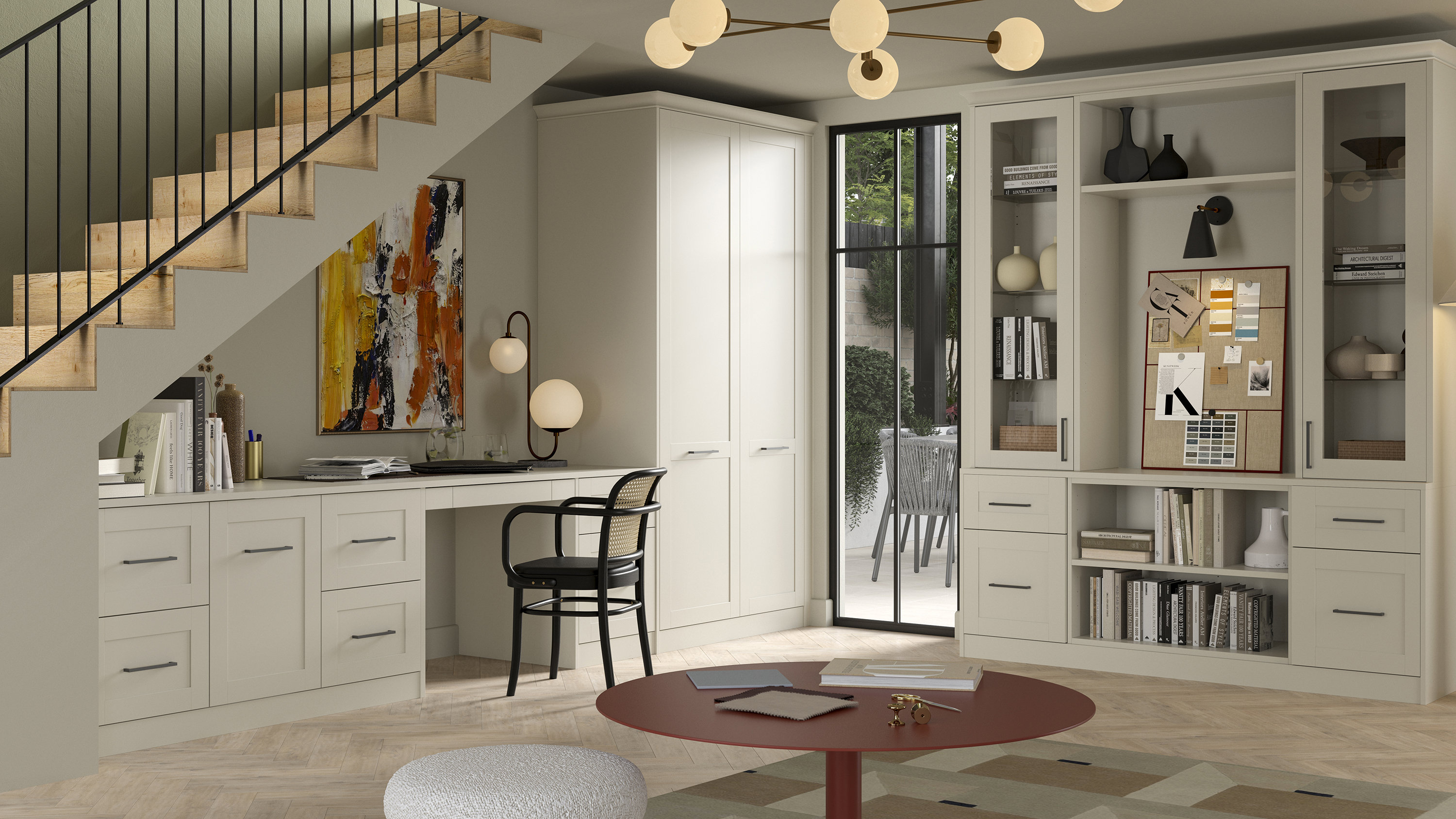 Elemore mussel fitted home office with classic style units