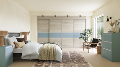 Sliding wardrobe doors in driftwood and fjord