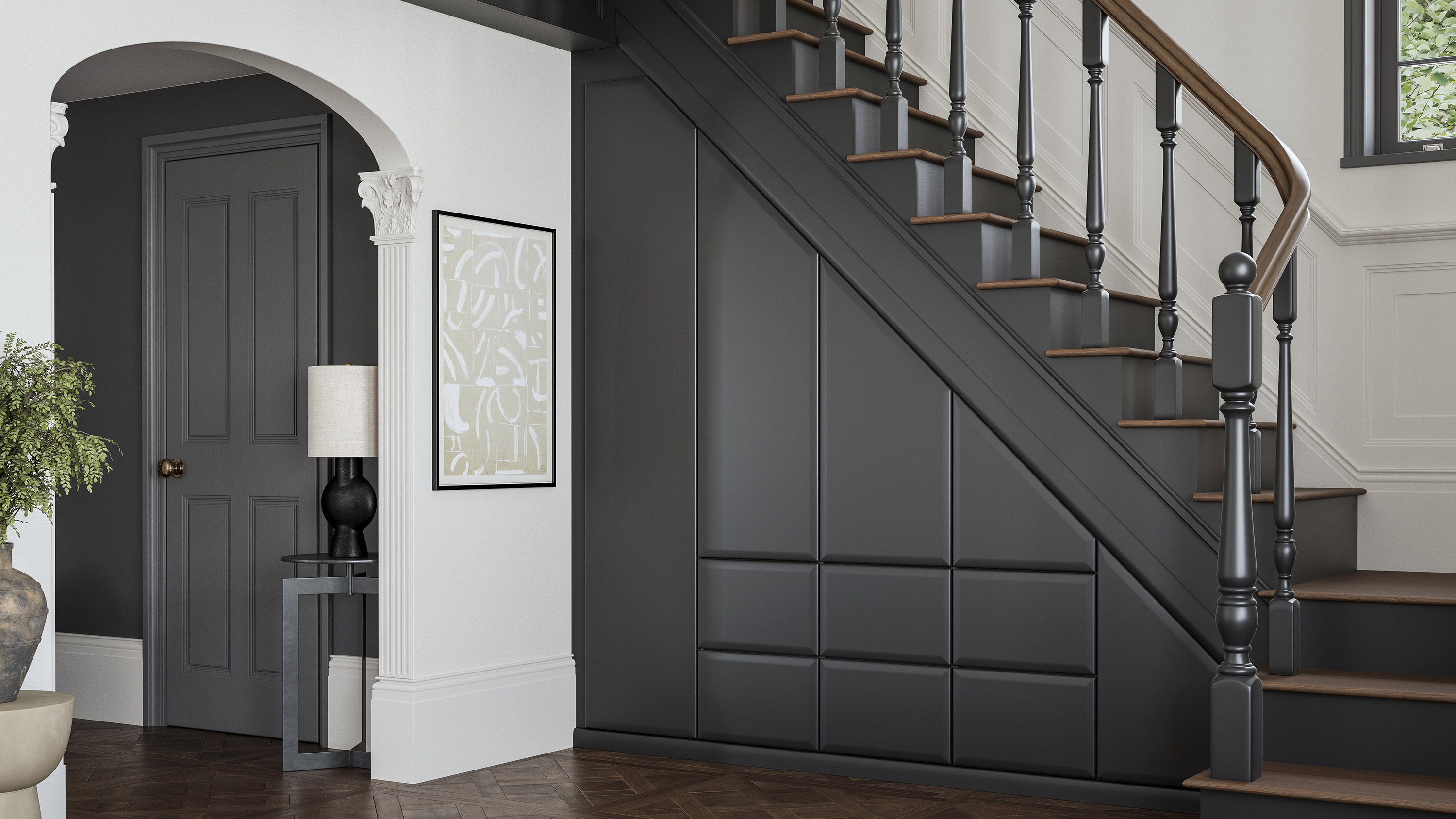 Graphite matt Saponetta understairs fitted storage
