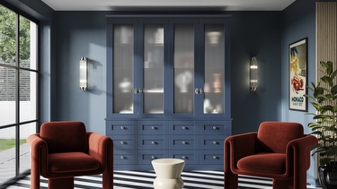 Elemore cobalt fitted home office storage with shelving and cabinets