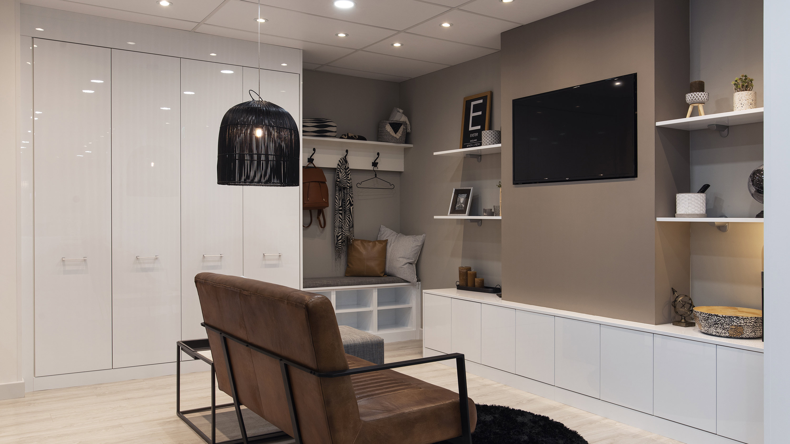 Elkin frost fitted living room furniture in Exeter showroom