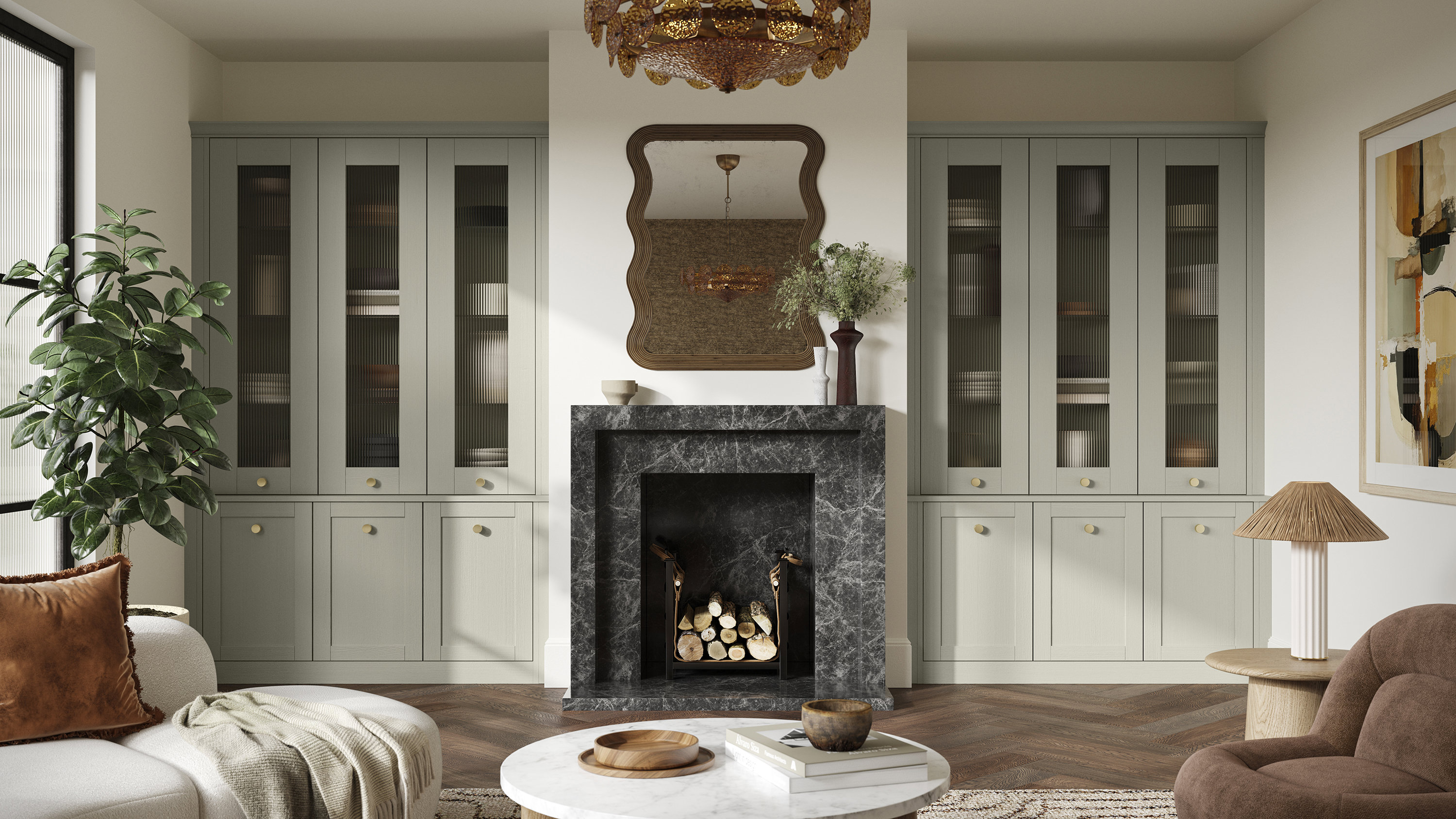 Croft fitted living room furniture in French grey finish