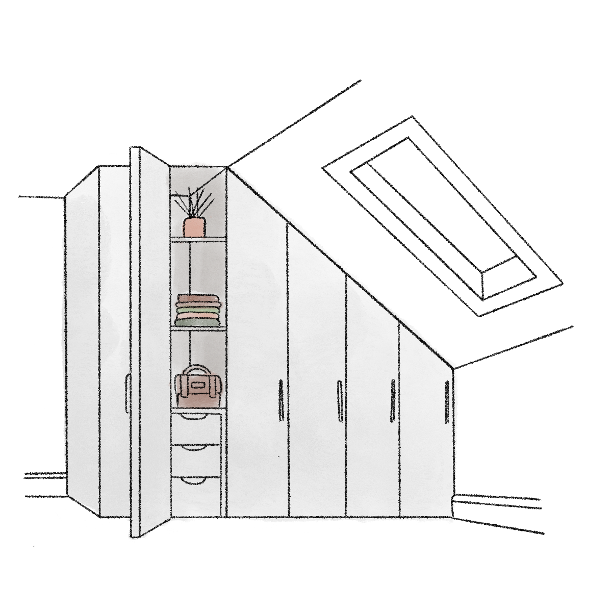 fitted wardrobe for sloping ceiling illustration