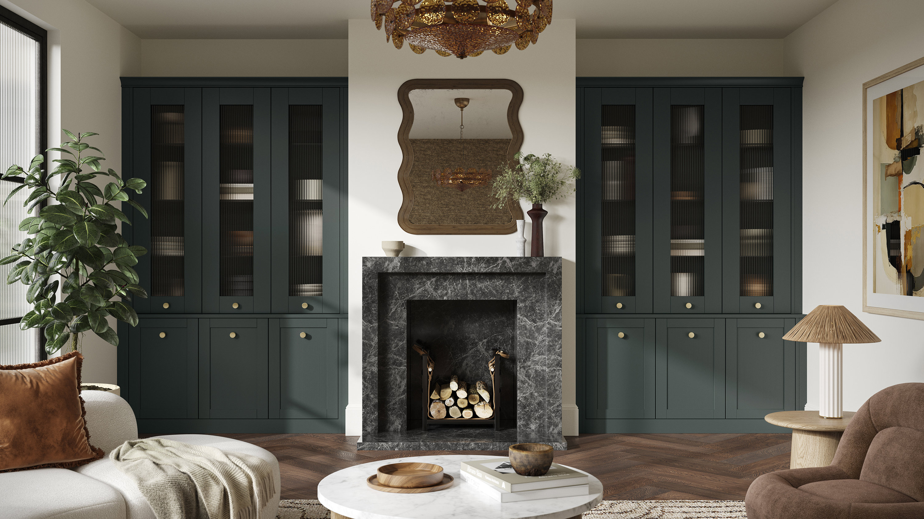 Croft heritage green fitted living room furniture