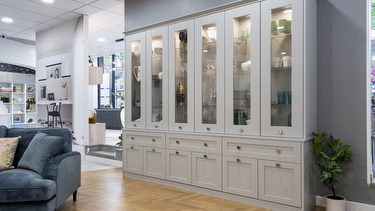 Croft fitted storage unit in living room setting in Nottingham showroom