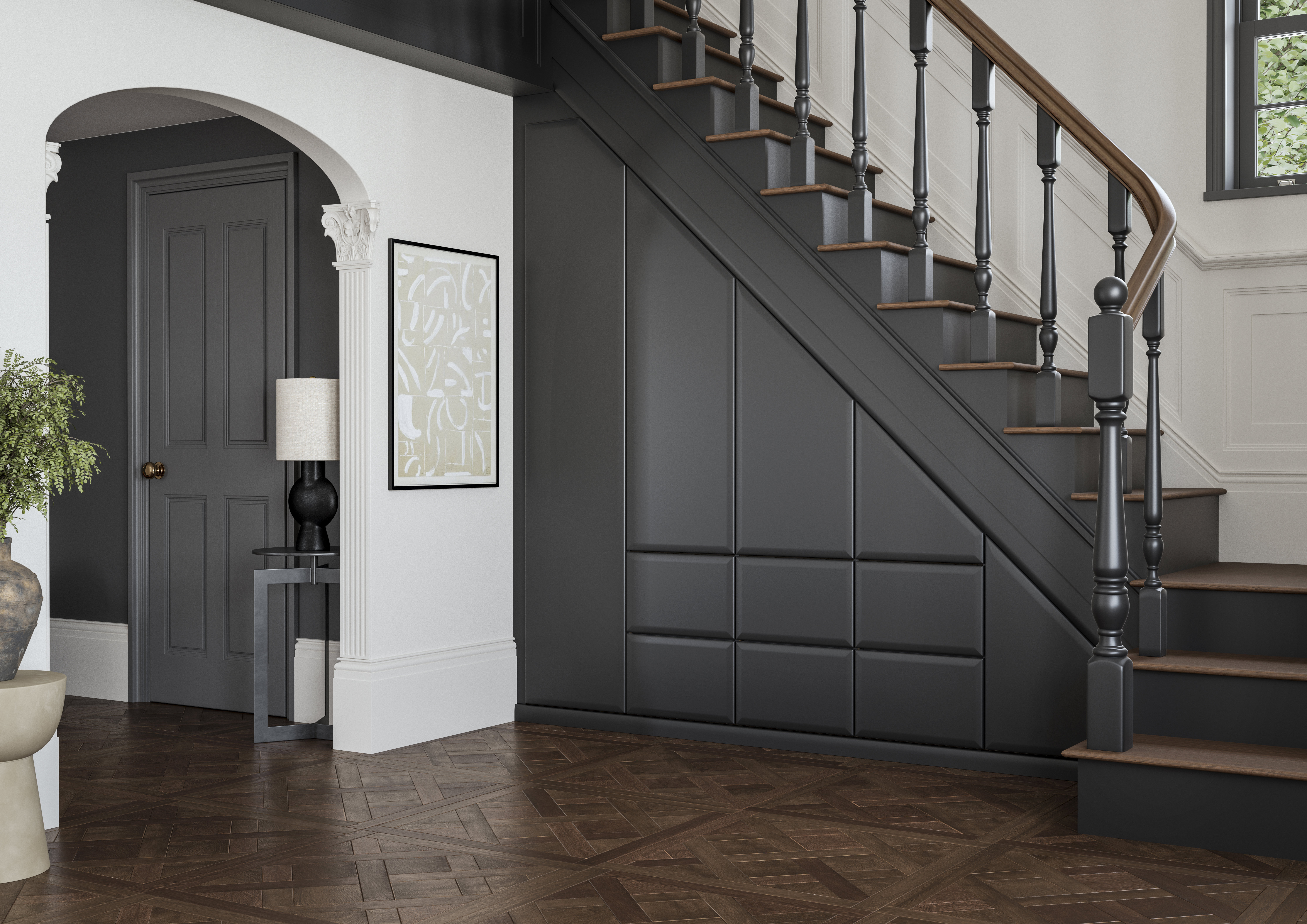 Graphite matt Saponetta understairs fitted storage