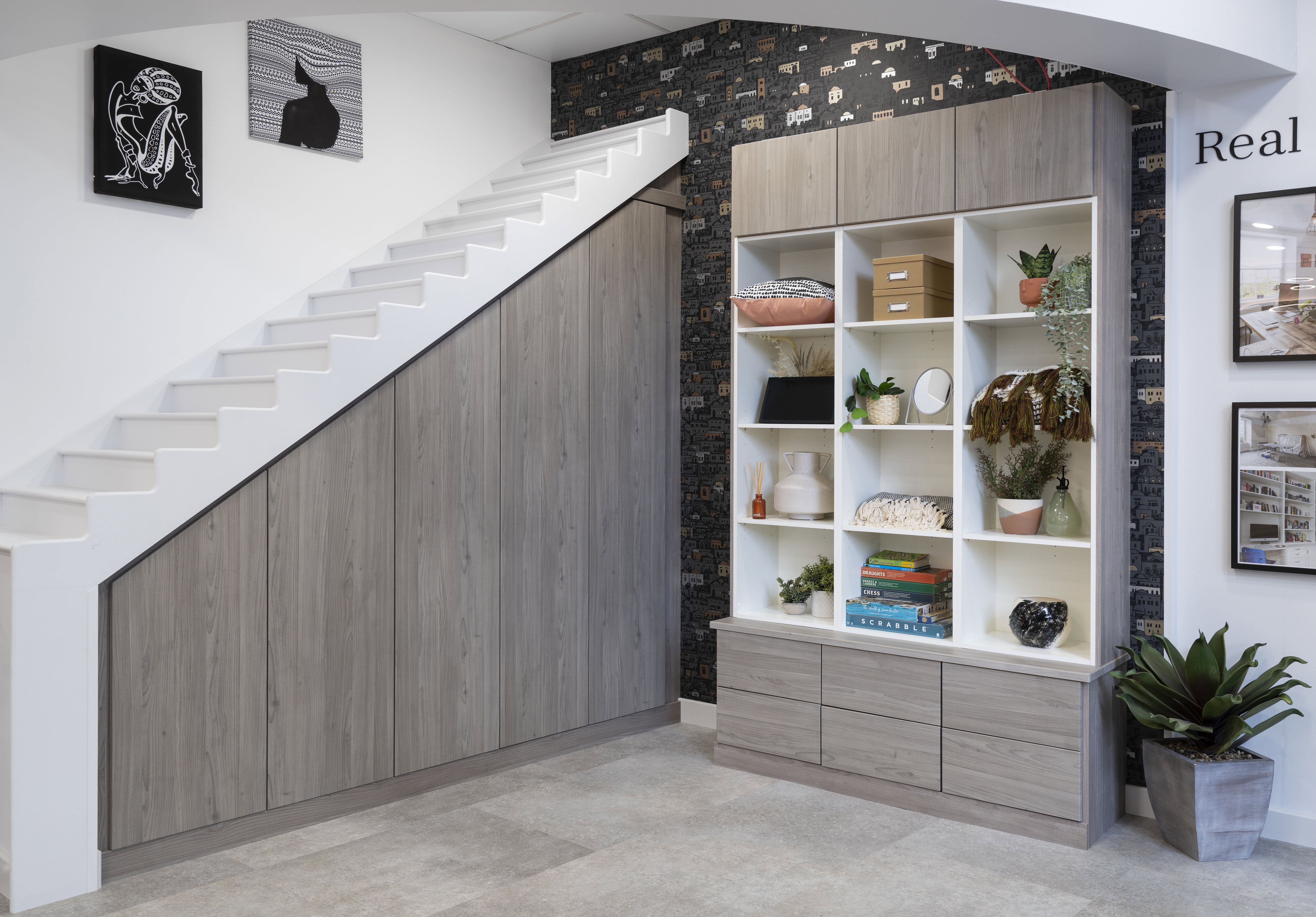 Grey understairs fitted storage