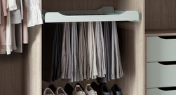 Pull out trouser rail wardrobe storage