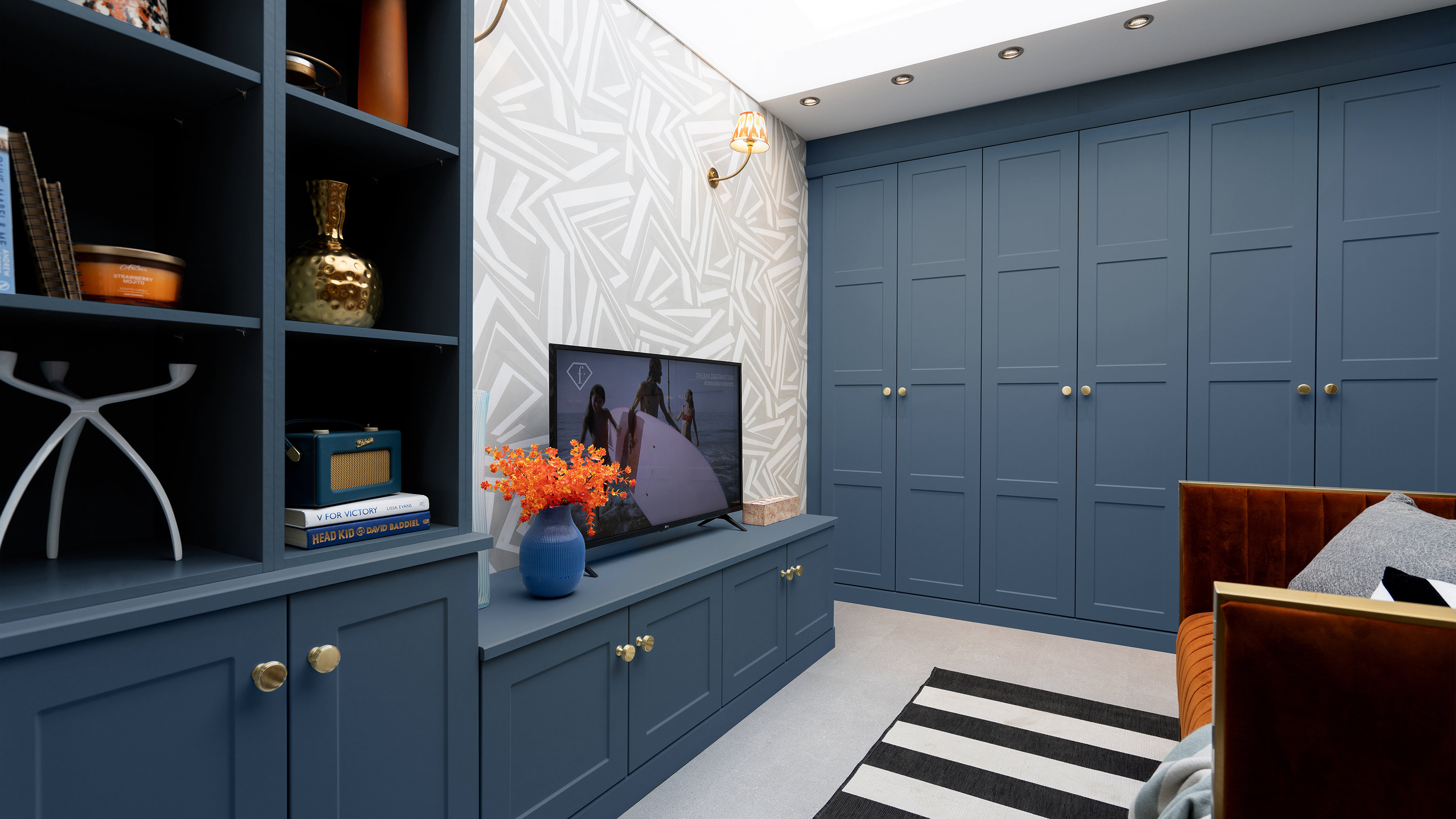 Hatton fitted bedroom wardrobes in indigo blue finish