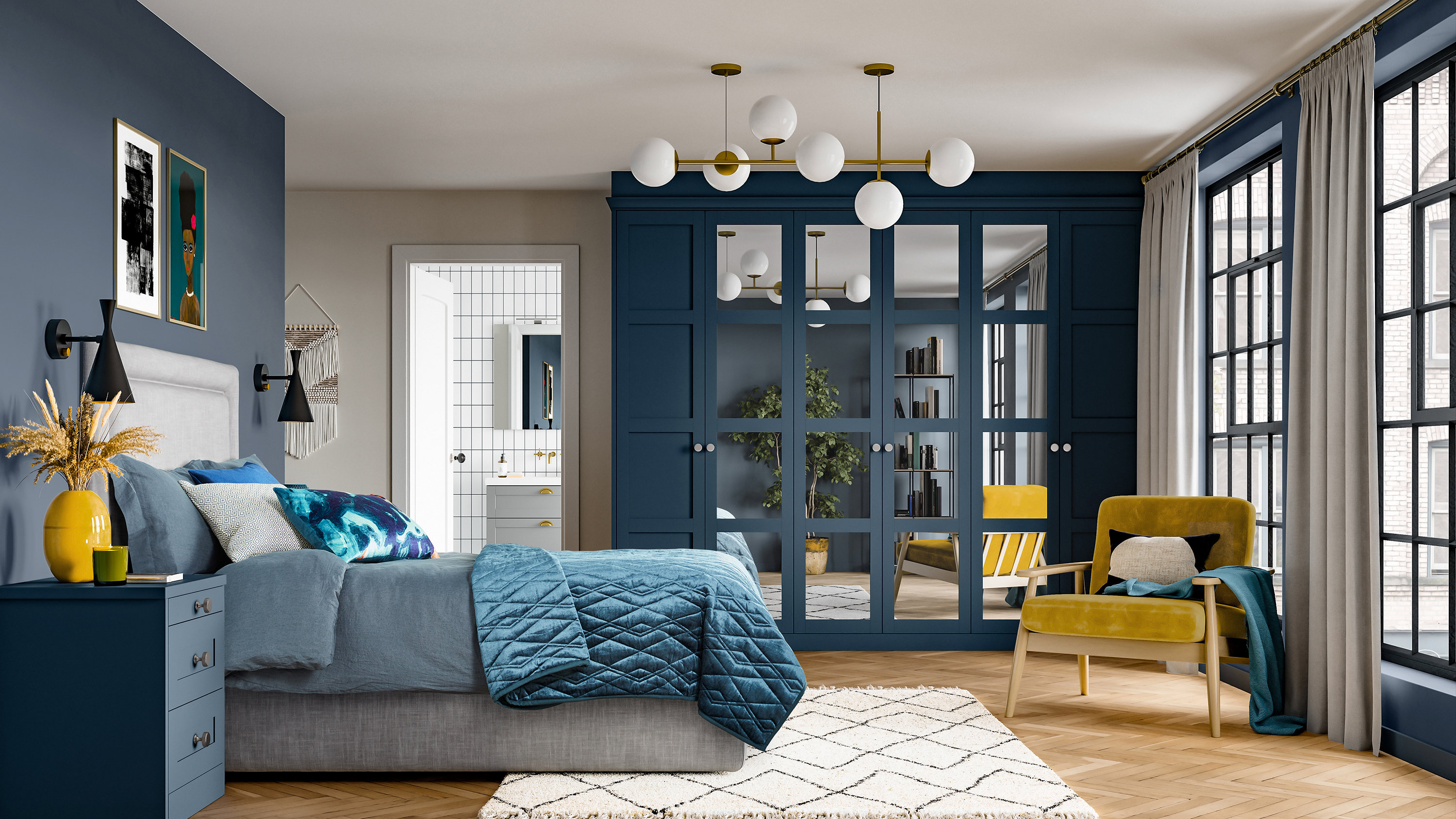 Marden Cobalt Mirrored Fitted Wardrobes
