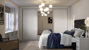 sliding wardrobe doors in White Ash & Silver Mirror