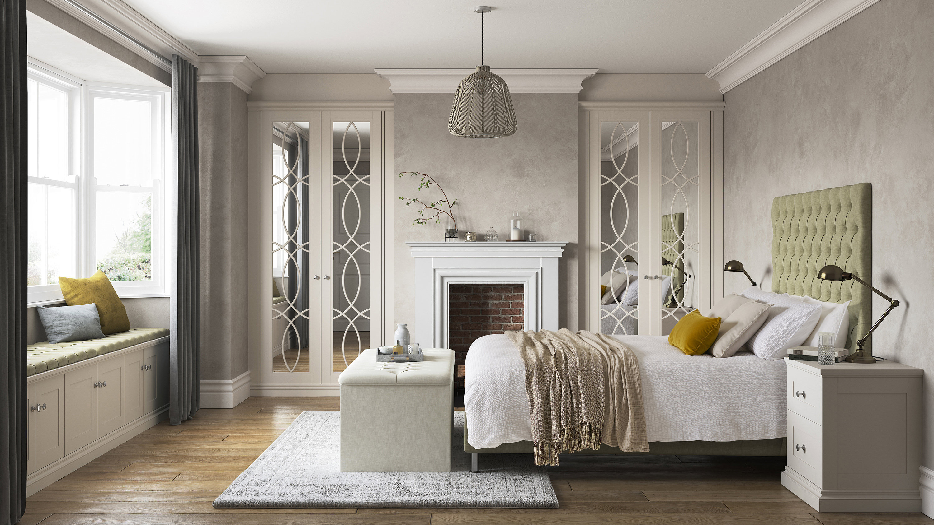 Langton Light Praline Mirrored Fitted Wardrobes